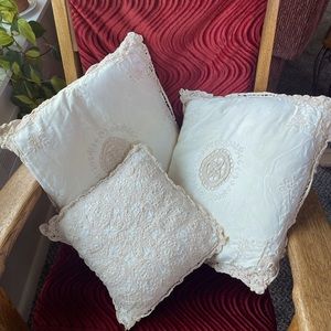 3 Vintage Lace Throw Pillows